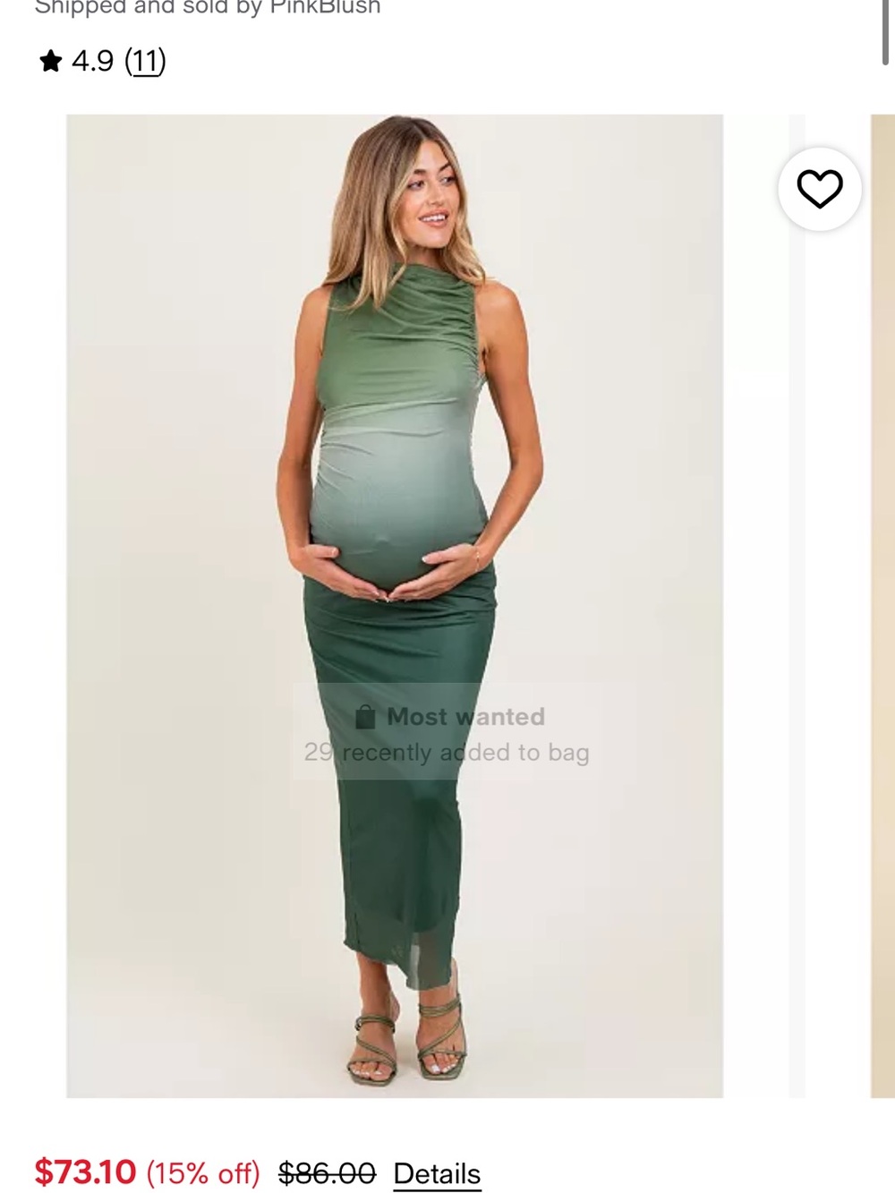 PinkBlush Sleeveless Olive Ombre Maternity Maxi Dress